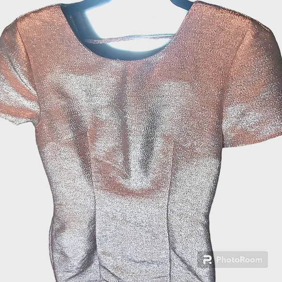 Express Pink Metallic Short Sleeve Dress Sz 8 - Picture 4 of 12
